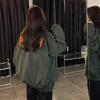 Women's Harajuku Baseball Jacket, Spring/Autumn, Military Green, American Couple Style, Trendy Hong Kong Niche Design.
