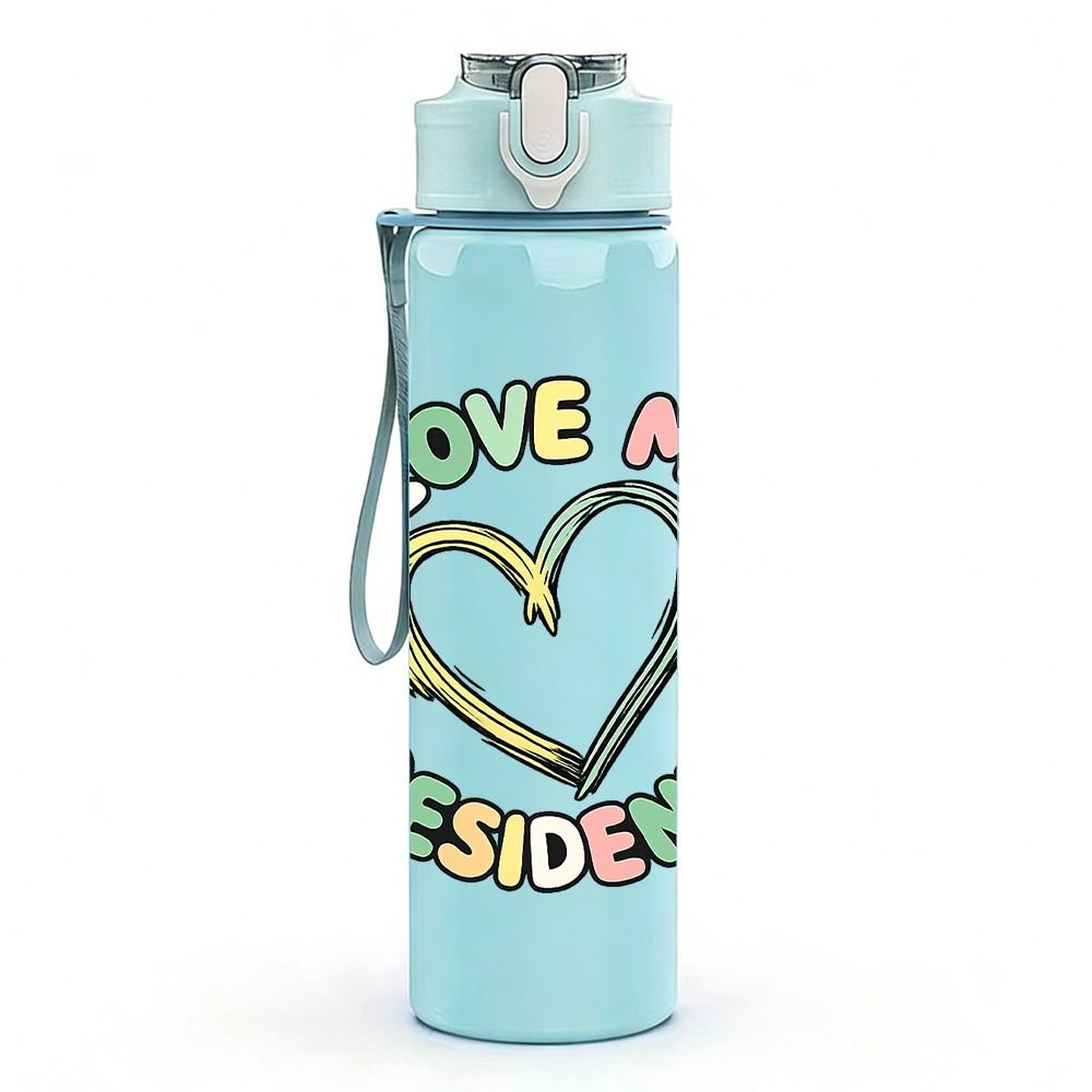 1PC Love My Rescued Heart Pet Art 750ml Color Plastic Sports Water Bottle Leakproof Flip Straw Lid Suitable for Sports Office Home Use