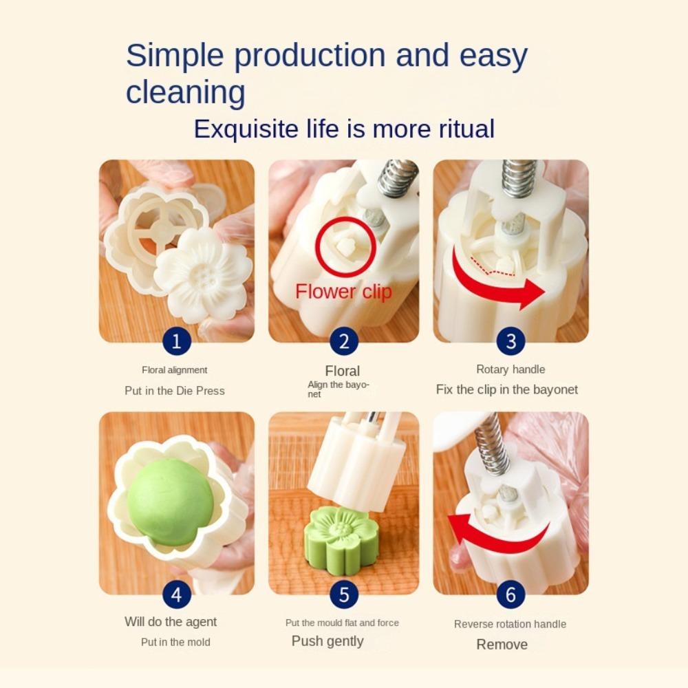 3D Mooncake Mold Flower-shaped Pastry Making Tools Cookie Stamp Mould Kitchen DIY