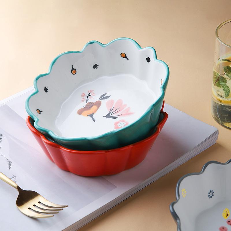 5,8-дюймовая керамическая салатница, цветочная обеденная миска, миска для выпечки пасты, фарфоровая сервировочная миска, набор из 2 шт.
