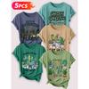 Lele Orientation Five-piece set for women T Shirt Succulent Cactus Green Plant Gardening Vintage Print Spring, Summer, Autumn Casual Elegant Women's