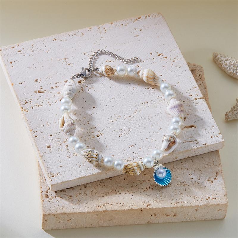 Beach Ocean Shell Jewelry Fashionable and Versatile Summer Conch Beaded Pendant Bracelet