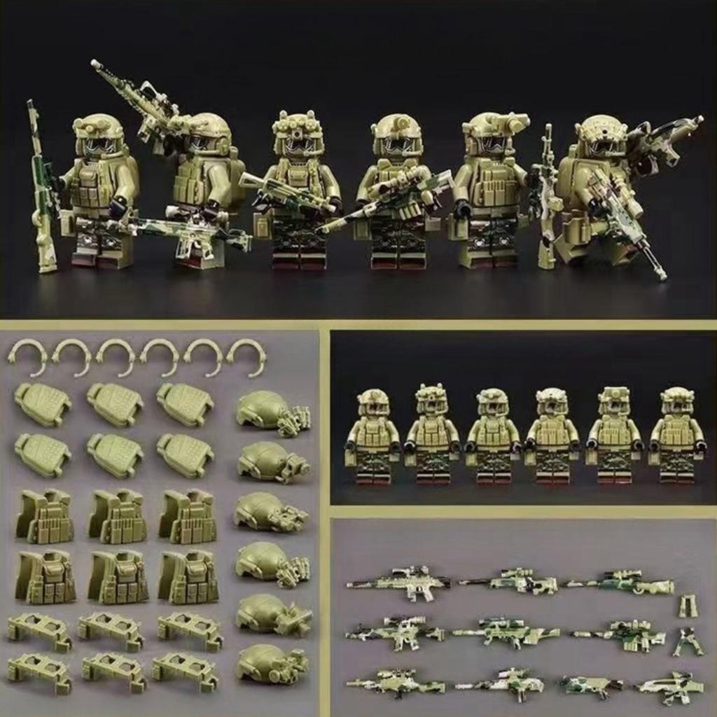 Military Special Forces Minifigures Building Blocks SWAT Ghost Commando Police Soldiers Army Action Figure Weapons Bricks Kids Toy Birthday Gifts