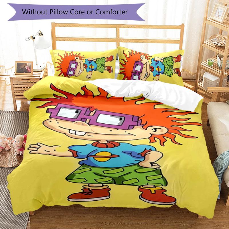 Rugrats in Paris 3pcs Bedding Set Duvet Cover Closure Includes 1 Duvet Cover & 2 Pillowcases for All Seasons Bedroom Home Dorm Decor