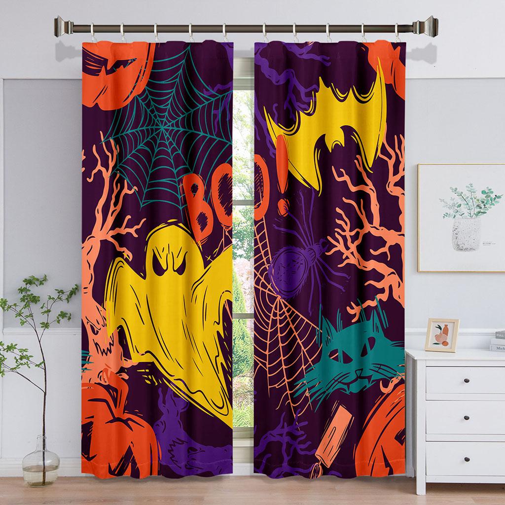 Мультфильм Паук Черная Паутина Дети Хэллоуин Оконные Шторы Для Детей Спальня Гостиная Ванная Кухня Дверь Холл Домашний Декор