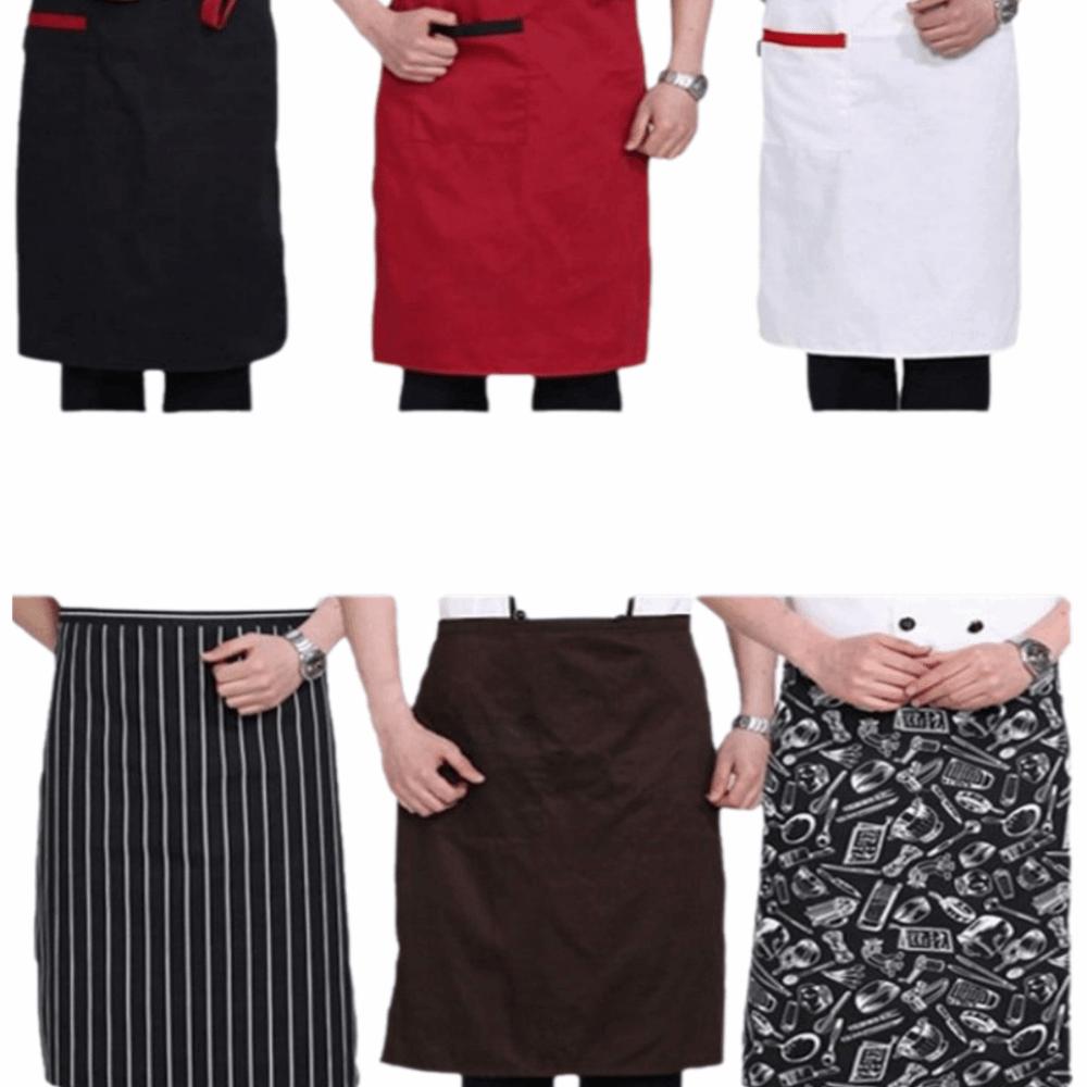 Unisex Waist Apron 3 Pockets Waiter Half Waist Apron New Short Half Waist Apron  Cafe Shop