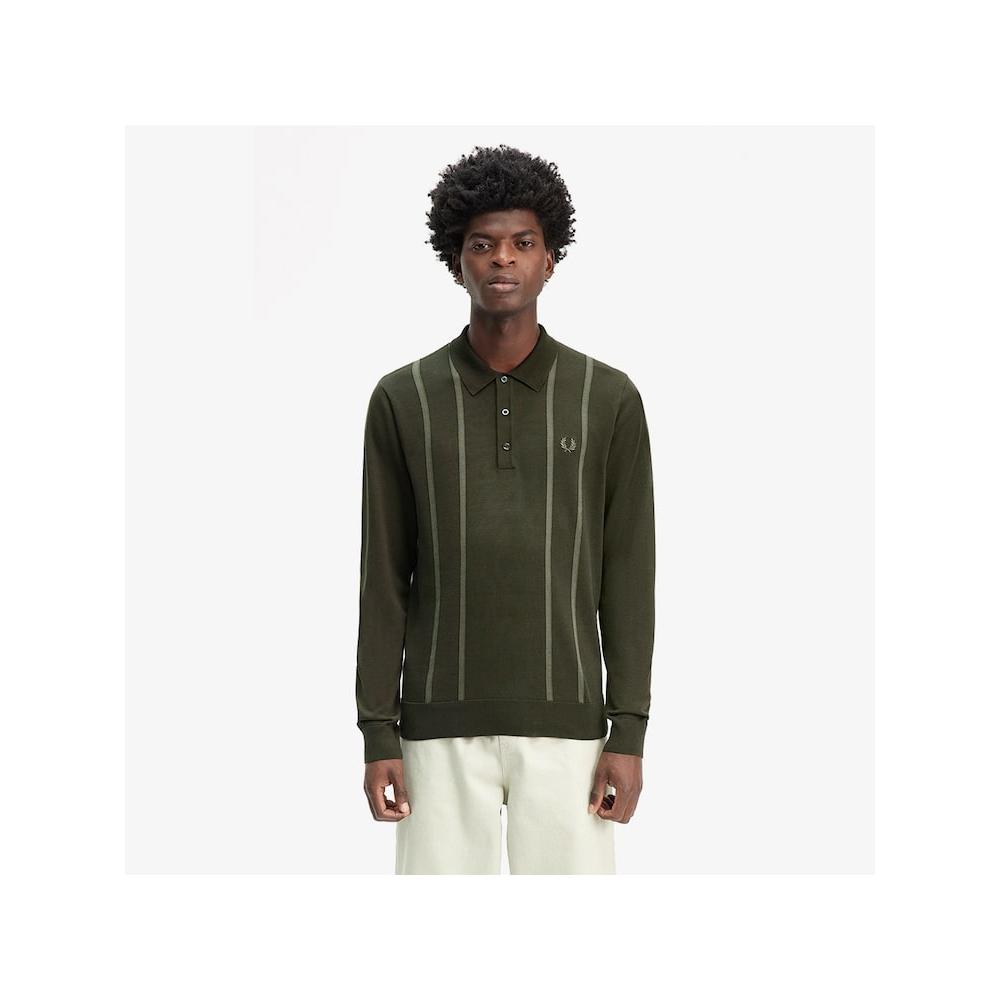 Fred Perry [sharp] Трикотажная рубашка в вертикальную полоску, охотничий зеленый Afpm2436537 408 qzgAfpm2436537 408