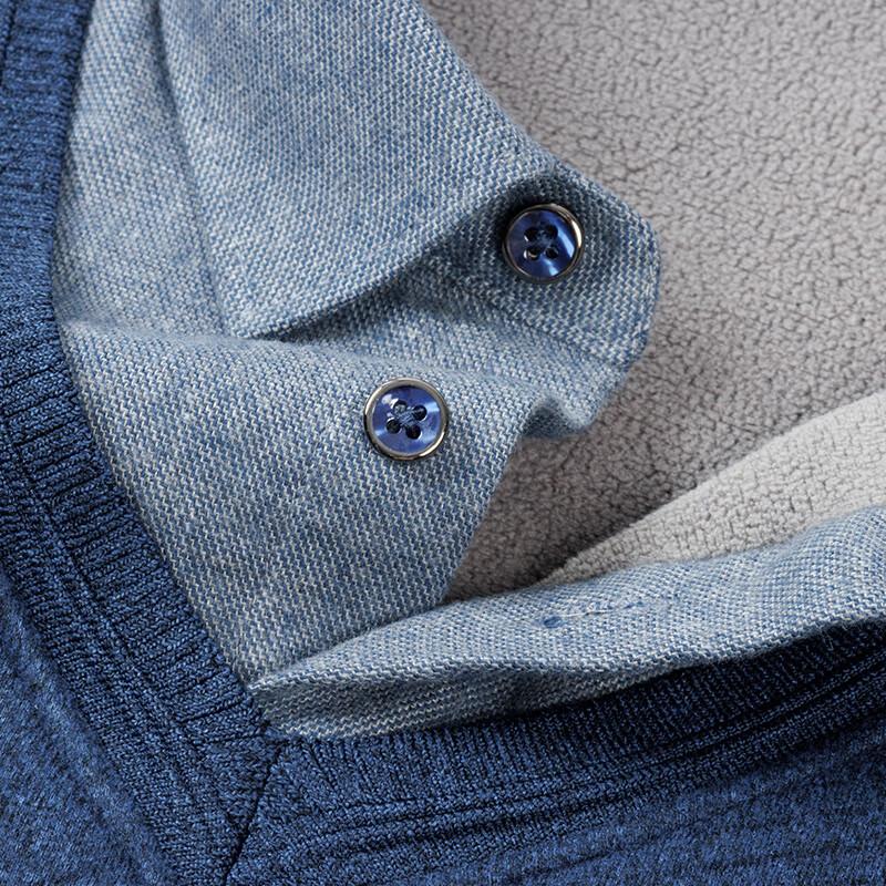 ROMON Мужской вязаный свитер из смесовой шерсти с флисовой подкладкой и воротником-поло