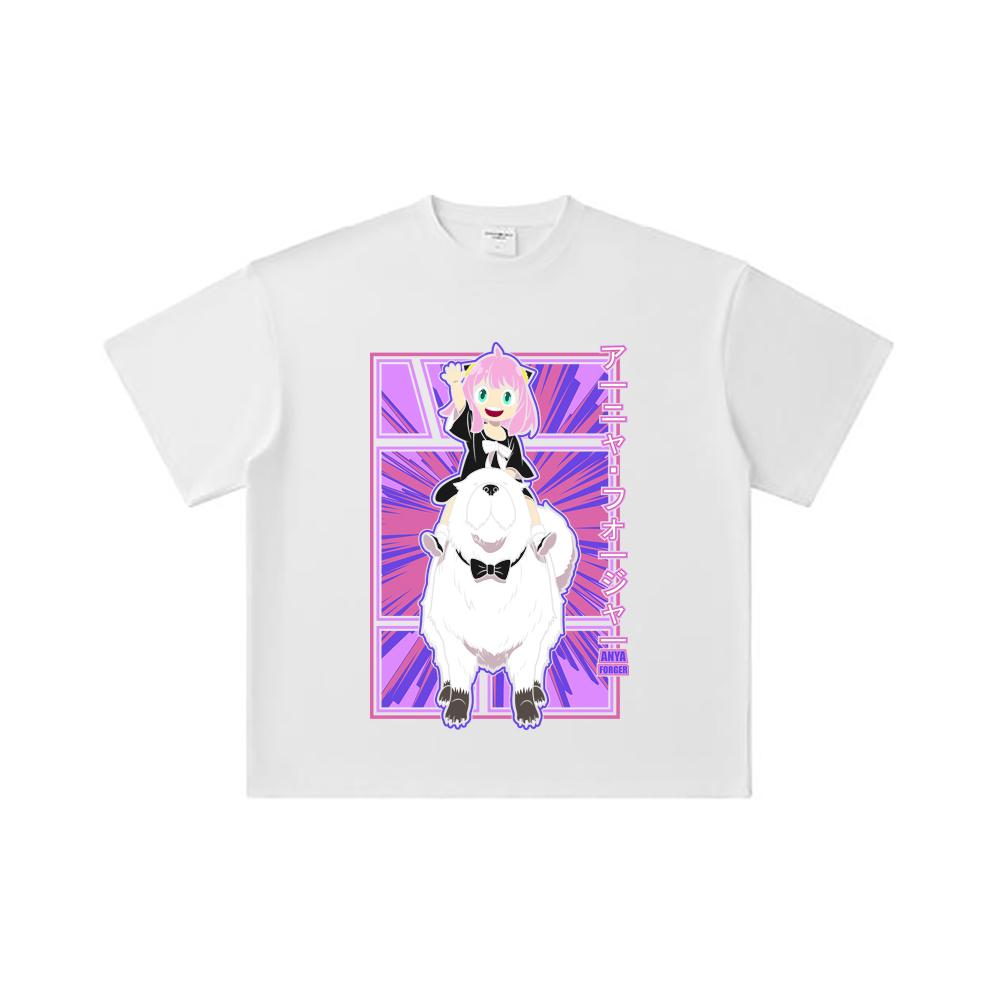 260 GSM Double Yarn 32 Count 100% Cotton Spy x Family V9 Print Unisex Heavy Cotton T Shirt
