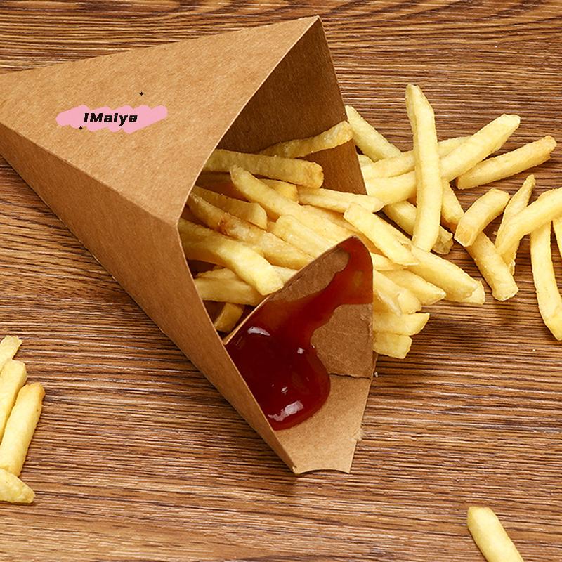 M-20Pcs Disposable French Fries Paper Cup Kraft Paper Fry Charcuterie Cups Snack Dessert Cake Popcorn Party DIY Bakin Supplies