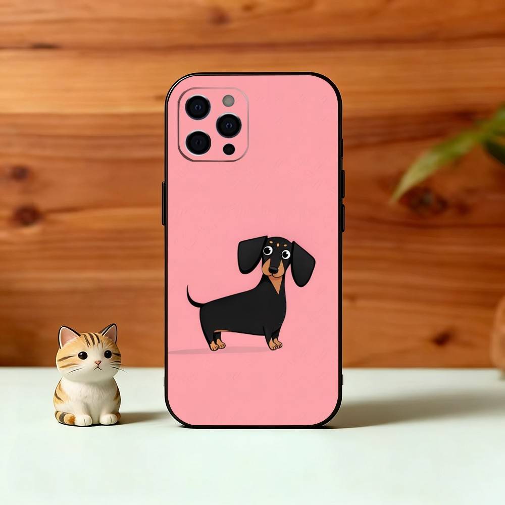 C-Милый C-Мультяшный D-Такса Чехол для Телефона Для iPhone 17, 16,15,14,13,12,11 Plus,Pro Max, Другие Мягкий Черный Чехол