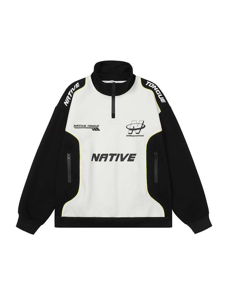 Унисекс ретро-толстовка на молнии с воротником-стойкой - Модная куртка для мотоцикла на весну/осень