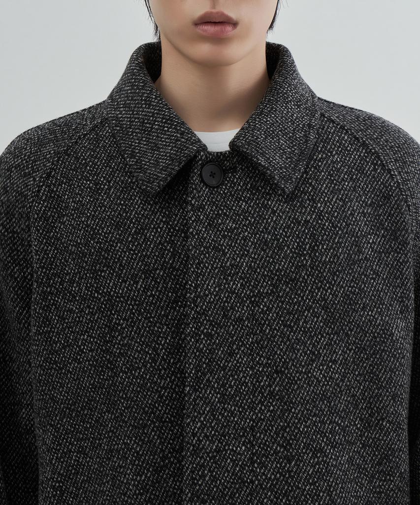Musinsa Standard Wool Blend Twill Tweed Oversized Balmacaan Coat [Dark Grey]