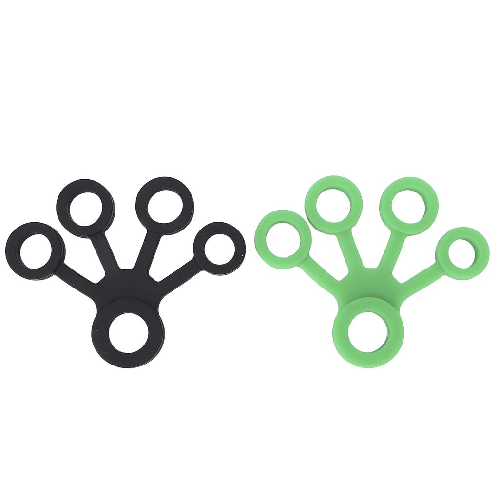 2pcs Silicone Finger Stretcher Portable Elastic Hand Resistance Bands Strengthener 11LB (Dark Green