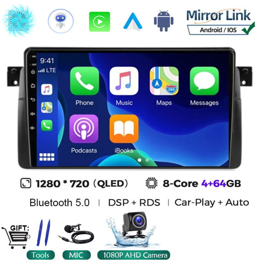 Android 14 Carplay WIFI+4G для BMW E46 M3 1998-2006 Автомобильный Радио Мультимедиа Видео Плеер Стерео GPS DPS Головное Устройство 360 Камера BT