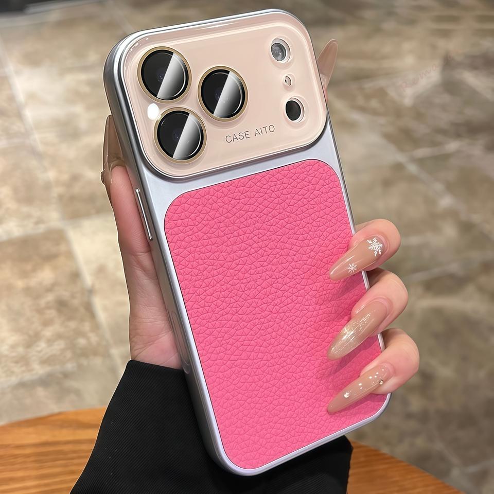 Official Lychee Leather Big Window Phone Case For For Iphone 17 13 14 1 16 Pro Max 16Pro 17Pro Candy Len Camera Protector Cover