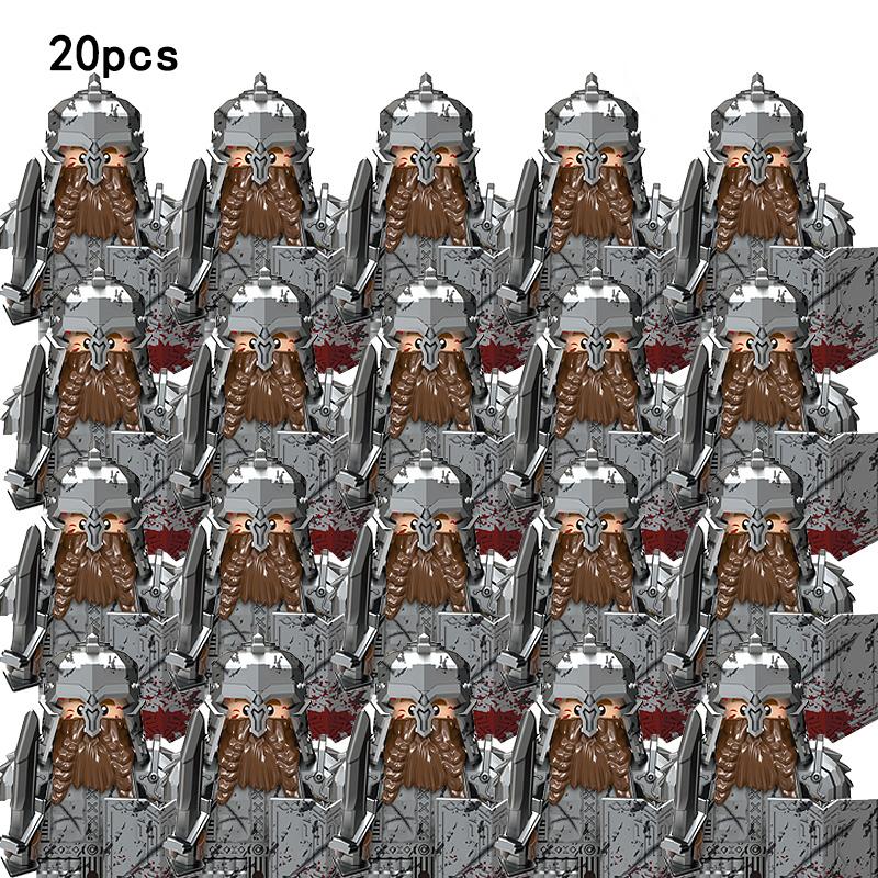 20 шт., группа средневековых рыцарей, строительные блоки, военные фигурки, аксессуары, детали модели воина, игрушки «сделай сам» для детей