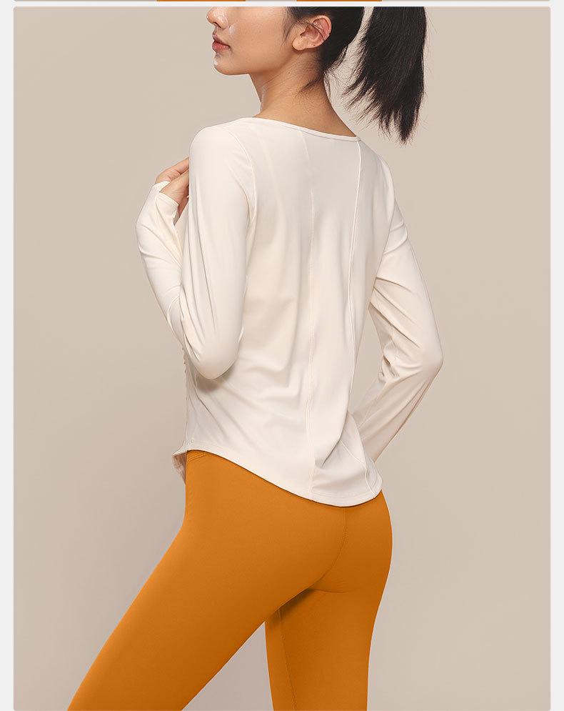 Женская быстросохнущая футболка для йоги и пилатеса осень/зима - футболка с длинными рукавами для фитнеса и бега