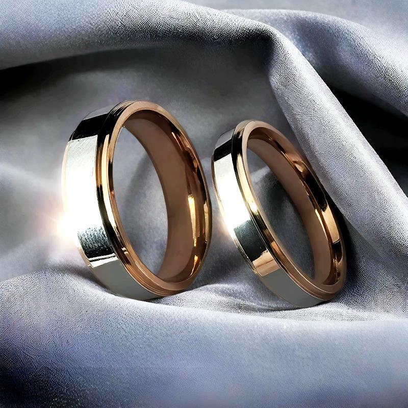 Titanium steel ring women's simple smooth surface does not fade rose gold couple ring hand jewelry