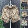 Summer Thin Shorts Elastic Waist Adjustable Drawstring Cargo Shorts Quick Drying Solid Color Casual Shorts with Pockets