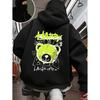 Blauwe Happy Bear Slogan rits Hoodies Voor Heren Creatieve Casual Hoodie Sport Cartoons Sweatshirts Zak All-Match Heren Pullovers