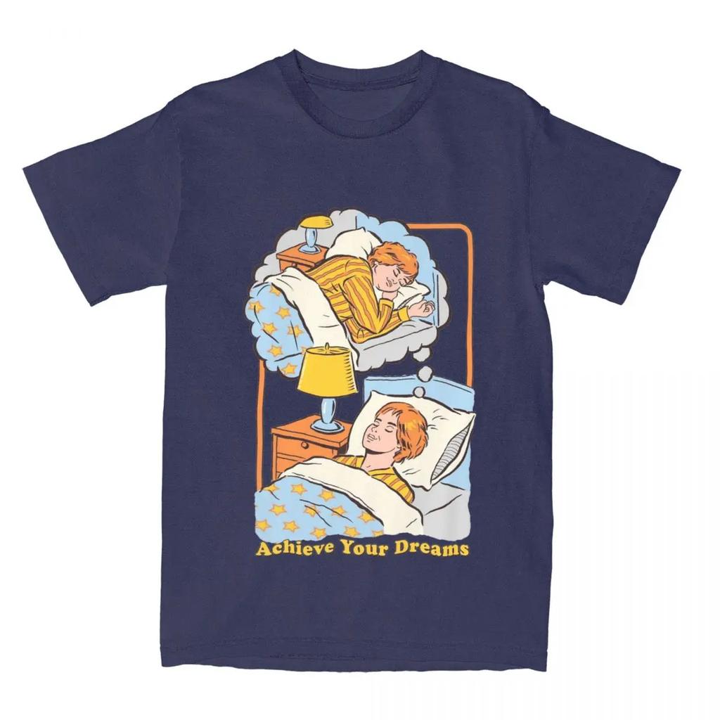 Мужчины Женщины Достигни своей мечты Смешная пародия Графическая футболка Одежда Повседневная Чистый хлопок Веселые шутки для сна Футболки Одежда Новая