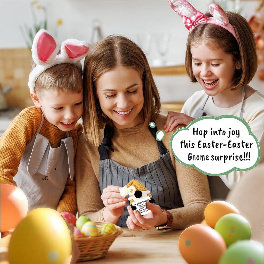 Вязаный крючком вдохновляющий позитивный гном с карточкой с ободрением, украшение для дома, комнаты, ручной работы, вязаный гном, настольное украшение