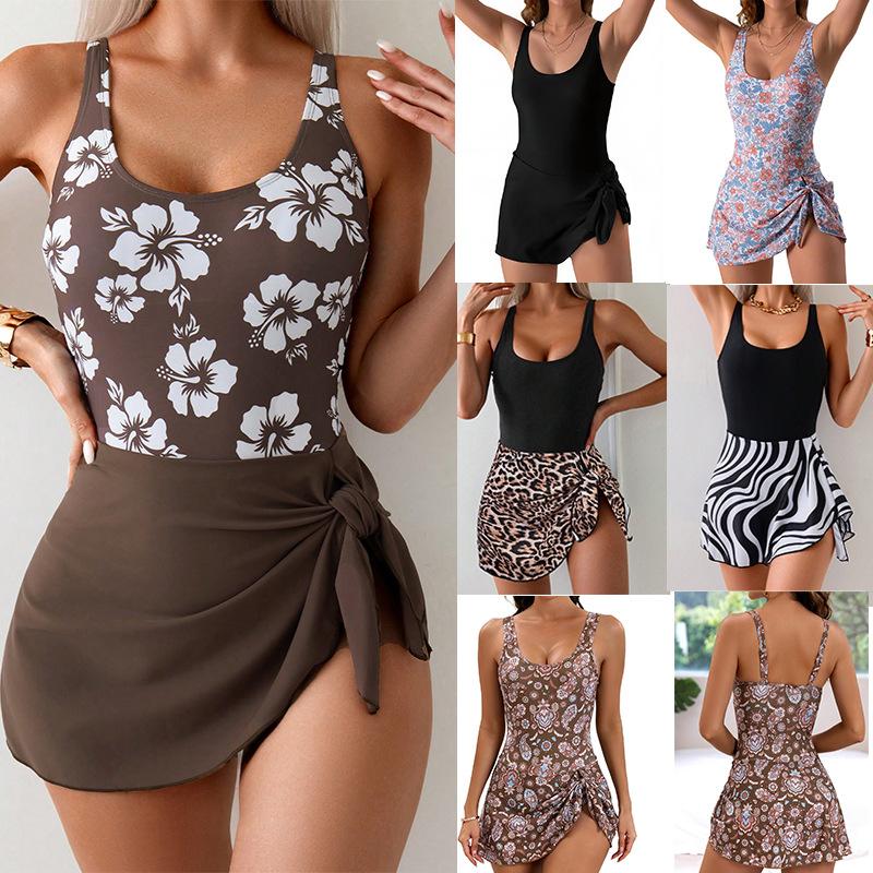 Female Sexy Slim Skirt Swimsuit Printed European and American One-piece Swimsuit Bikini