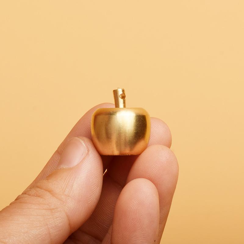 Brass Dragon Boat Keychain with Peace & Luck and Peanut Apple Pendant