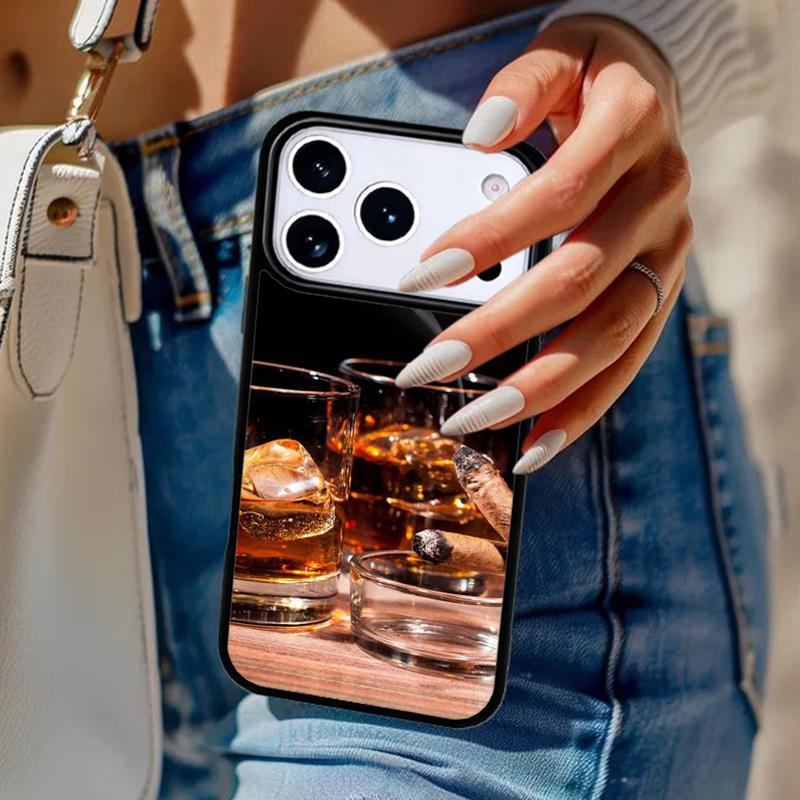 Чехол для телефона 'Сигара Виски Ледяной Напиток' Для iPhone 17 Air 14 15 13 12 Max Чехол Для Apple 14 15 16 16e 11 Pro Max Plus Coque