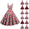 Women's Valentine's Day Love Heart Print Sexy Off Shoulder Vintage Dress