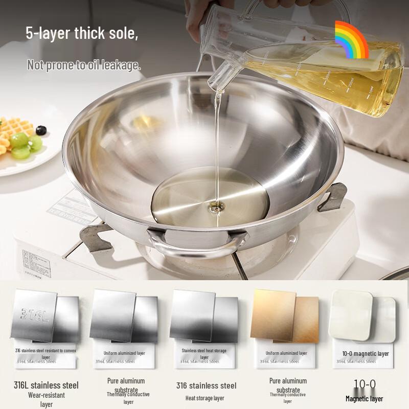 Handon 316 Stainless Steel 34cm Wok with Lid