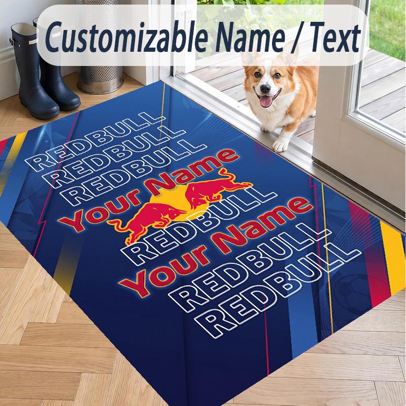 Custom Text Printed Rug Red Bull Racing Non Slip Floor Carpet For Home Room Decor