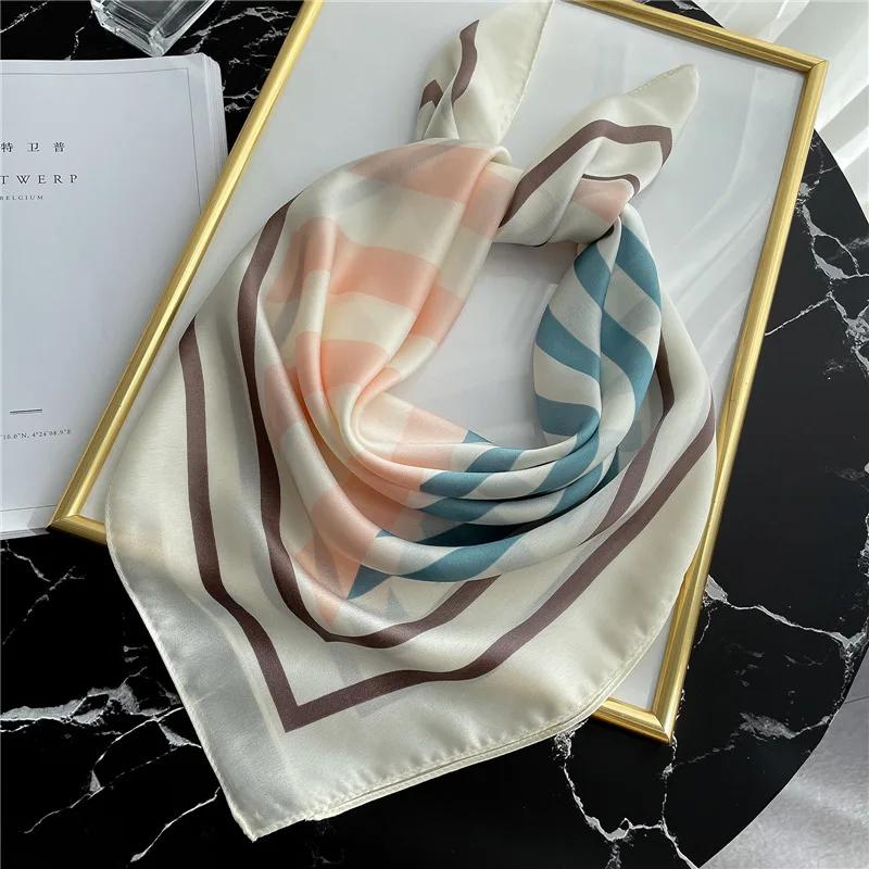 70*70cm Silk Scarf Scarftop Headwraps For Woman Fashion Four Seasons Hair Accessories Hijab Foulard Bandana Femme Headscarf
