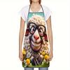 1pc Funny Cartoon Sheep with Glasses Printed Kitchen Apron, Cute Farm Animal Cooking Apron for Home Chef BBQ Baking