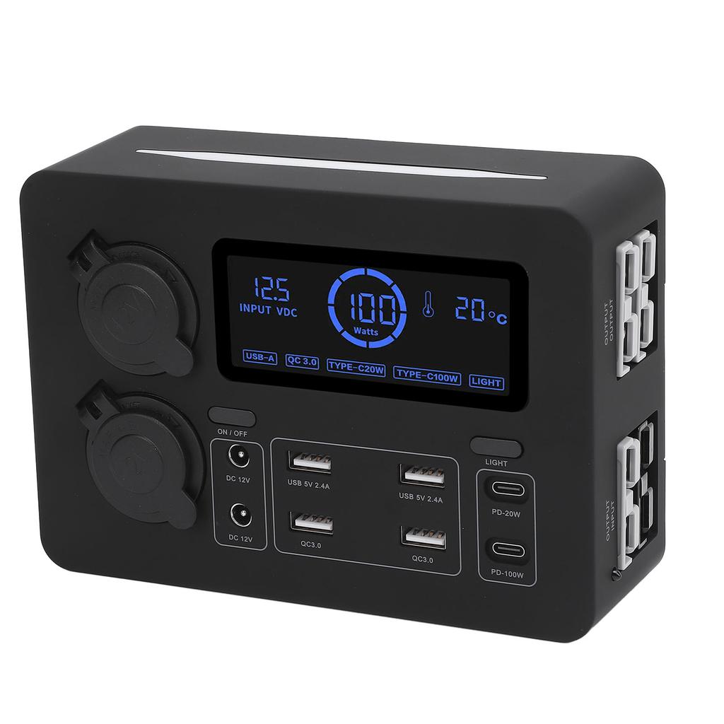 12V Mini Power Box 100W LCD Display USB C QC3.0 Port for 4 Anderson Outlet Multifunctional for Boat RV Car