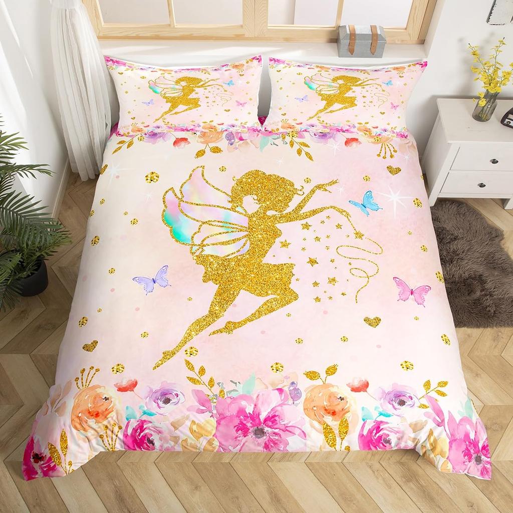 Fairy Duvet Cover Set For Girls Queen Twin Size Lightweight Down Quilt Covers Bedroom Decor 2 Pillowcases 1 Duvet Cover No Quilt