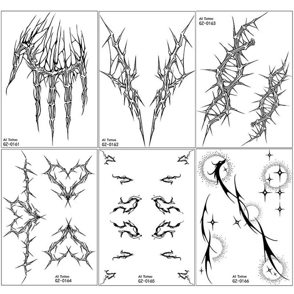 Инструмент красоты Черные линии татуировки наклейки Черные звезды линии временные татуировки креативные на открытом воздухе