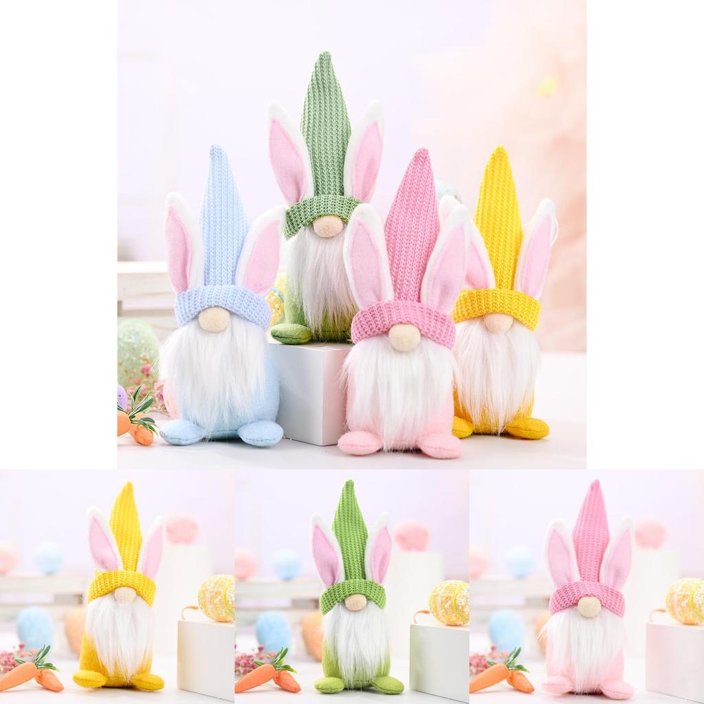 Fabric Easter Bunny Gnome House Accent With Handmade Craft For Seasonal Celebrations