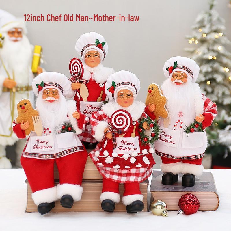 Chef & Grandma Figurines: Christmas Hotel Restaurant Desktop Decor