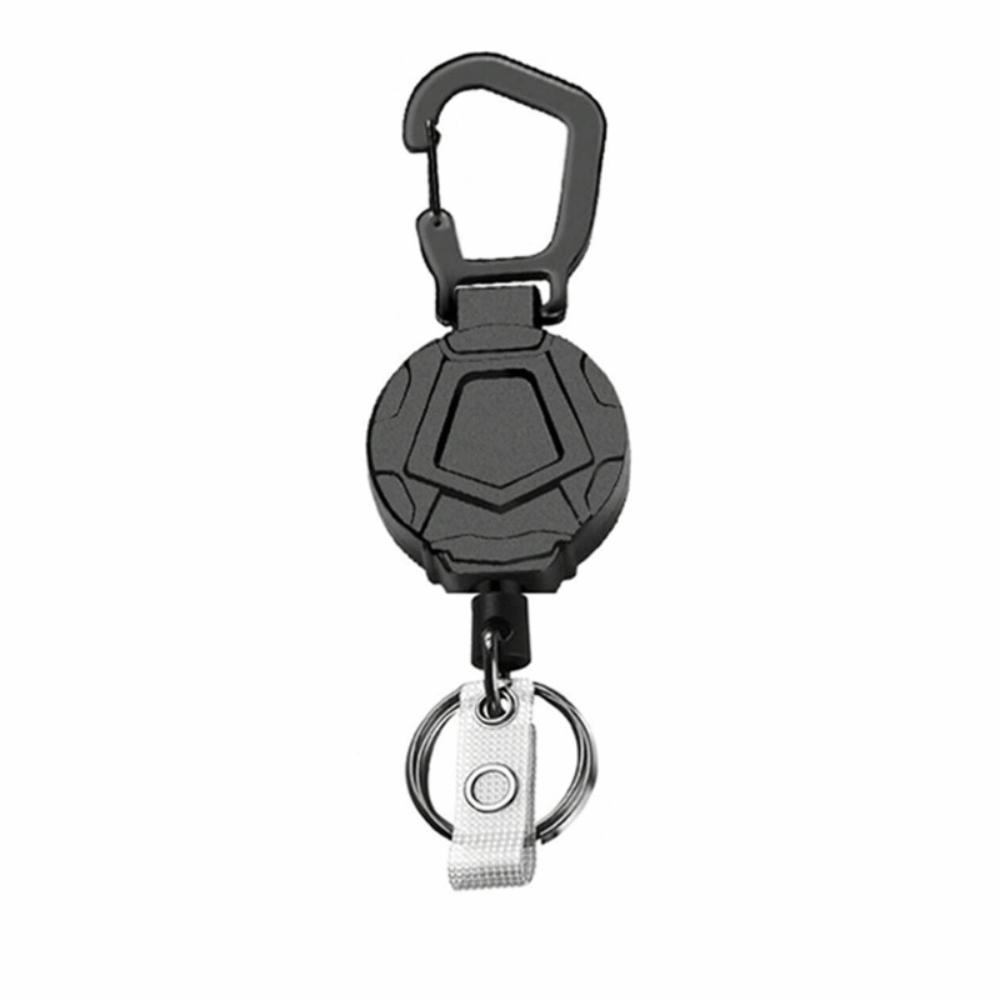Black Carabiner Clip Plastic Wire Rope Holder Portable Retractable Key Reel Climbing Activity