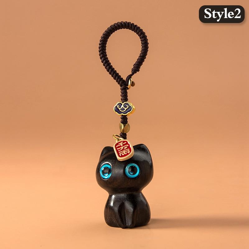 Деревянный брелок с котом Брелок с котом Милая цепочка для мобильного телефона Деревянный кулон