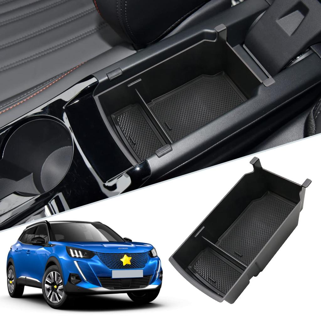 SKTU Peugeot 2008 e-2008 2-го поколения Бокс консоли автомобиля с лотком для хранения с резиной