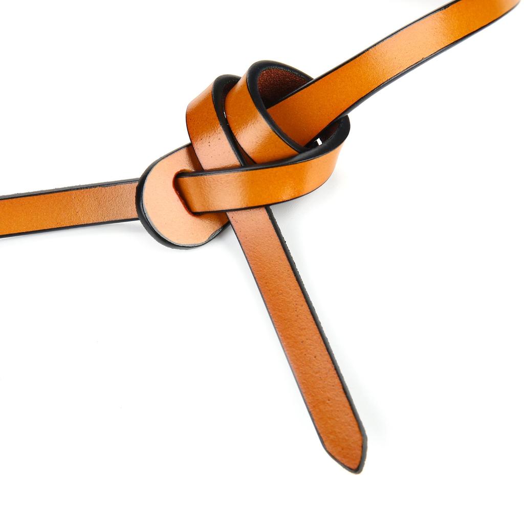 Plattichi Korean Retro Genuine Leather Ladies' Decorative Knotted Red Belt