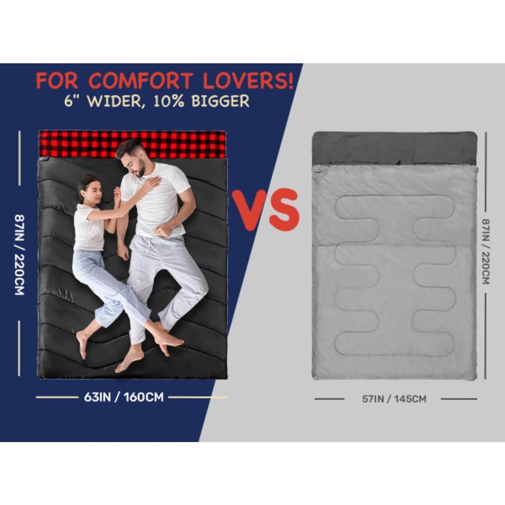 Спальный мешок для взрослых и детей, кемпинг, спальный мешок размера XL Queen Size для походов и пешего туризма в любое время года, спальный мешок для 2 человек