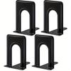 4 Pcs Decorative Book Ends, Heavy Duty Bookends for Shelves, Metal Bookends for Heavy Books, Book Shelf Holder Office Bookends Black