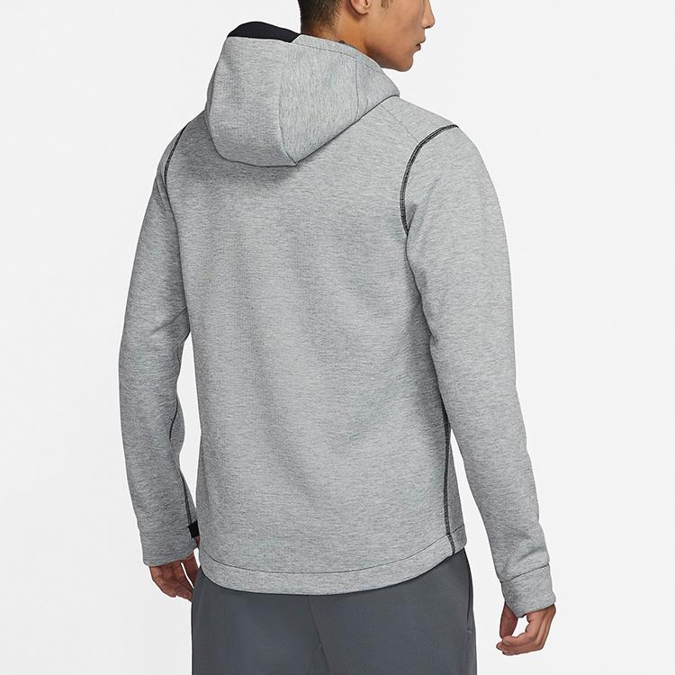 Nike Мужская кофта-кардиган с капюшоном Nike Pro Therma-FIT, на молнии по всей длине, вязаная, для тренировок, серая, DD1879-068
