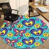 1pc Butterfly FlowersChair Carpet for Office, Indoor Non-Slip Washable Polyester Fiber Carpet, Mat For Office, Machine Washable