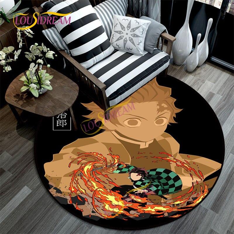Коврик «Убийца демонов», 3D-печатный мультяшный напольный круглый коврик, коврик для стула для детской комнаты, украшение дома, моющийся ковер.