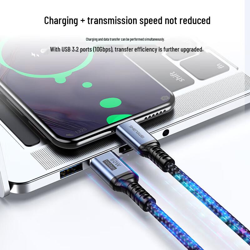 Shengwei USB3.2 на Type-C 10 Гбит/с Кабель для быстрой зарядки и передачи данных